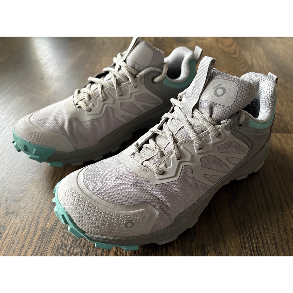 Oboz Katabatic Low Hiking Shoes Womens 6.5 Gray Teal Trail Sneakers FGS44002